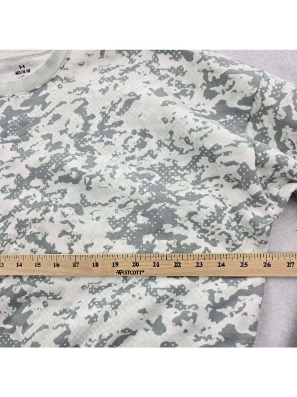 Under Armour Womens UA Rival Fleece Camo Crew Opal Green Size M Boxy Slouchy - Picture 7 of 8